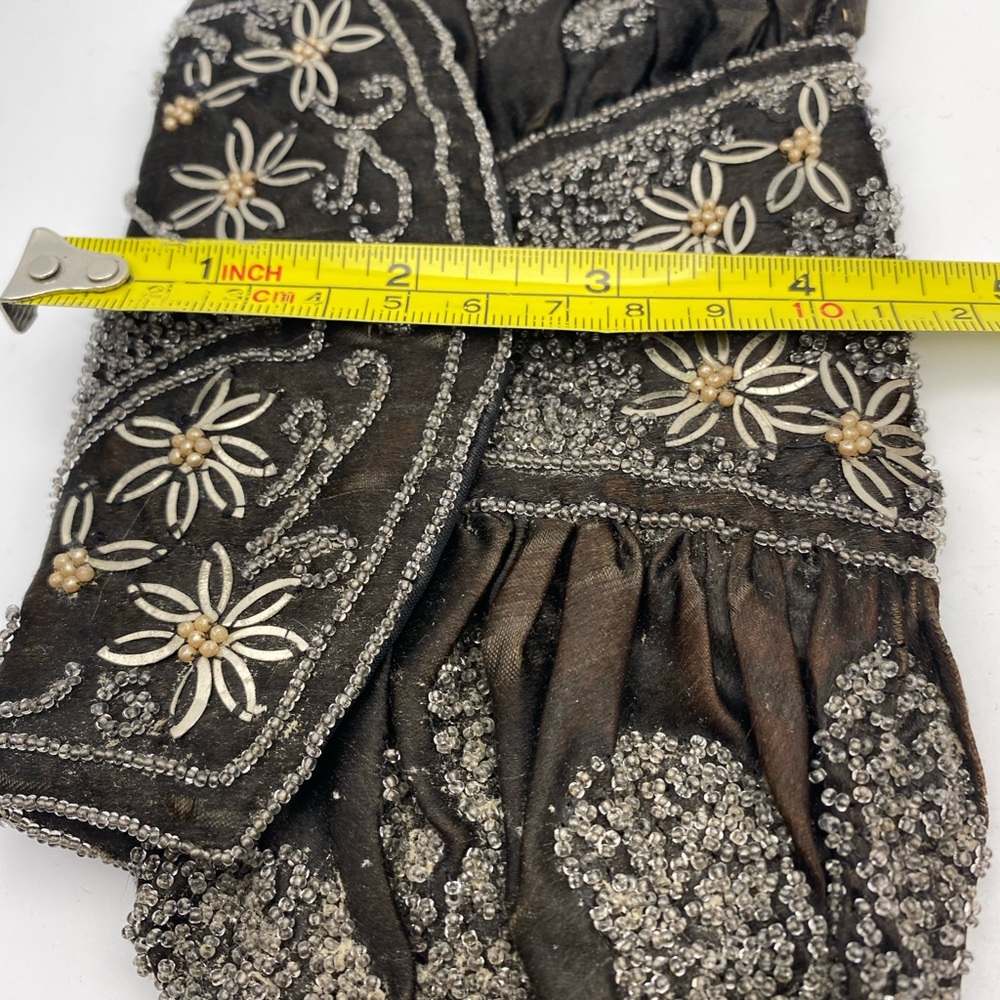 Antique Handmade Silk Glass and Metal Beaded Clutch Purse - Picture 10 of 16